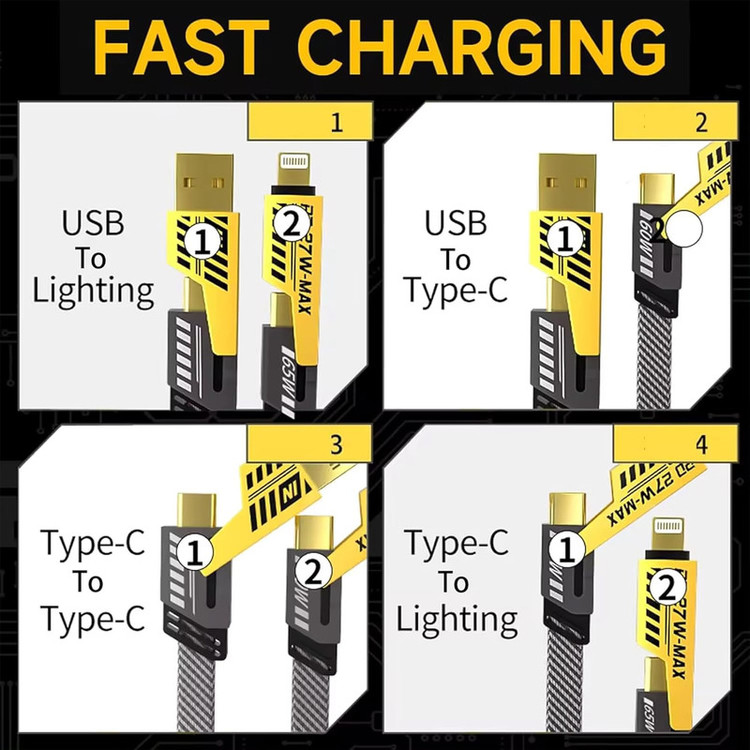 کابل تبدیل USB-C/USB به USB-C / لایتنینگ مدل BePro طول 1 متر