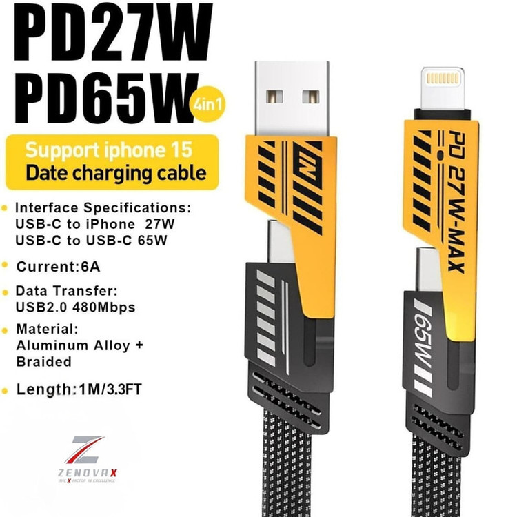 کابل تبدیل USB-C/USB به USB-C / لایتنینگ مدل BePro طول 1 متر